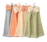 Roellgs 4pcs Kitchen Bathroom Hand Drying Towels, Decorative Towels, Microfibre Coral Velvet Cute Hand Towels, Dry Hands Instantly