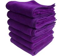 Roellgs 6-pack extra fine thick fibre cleaning cloths, towels, car wipers, dishwashing cloths, multi-purpose dusting cloths, highly absorbent, scratch-free, reusable cleaning cloths (Purple)