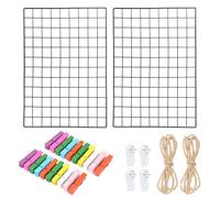 Roellgs 65cm * 45cm 2 Black Iron Decorative Photo Walls, Grid Photo Wall, Multifunctional Wall Decoration Display Stand, DIY Decoration, Office to-do Note Board1