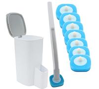 Roellgs Disposable Toilet Brush with Stand, Wall Toilet Stick Kit, Disposable Toilet Cleaning System with 8 Toilet Changing Heads (Toilet Stick Kit)