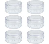 Roellgs Empty Sample Pots, 6 Pcs Empty Plastic Cosmetic Jars, Mini Cosmetic Containers, for Face Creams, Make-Up, Glitter Nail Art Sto (Transparent)