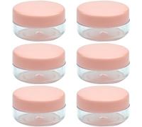 Roellgs Empty Sample Pots, 6 Pcs Empty Plastic Cosmetic Jars, Mini Cosmetic Containers, for Face Creams, Make-Up, Glitter Nail Art Sto (Pink)