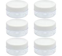 Roellgs Empty Sample Pots, 6 Pcs Empty Plastic Cosmetic Jars, Mini Cosmetic Containers, for Face Creams, Make-Up, Glitter Nail Art Sto (White)