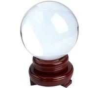 Roellgs K9 80mm Crystal Clear Glass Sphere - For Meditation Divination Camera Photo Shoot Home Office Landscape Decoration Art Decoration with Wooden Base