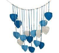 Roellgs Macrame Wall Hanging Tapestry Large Boho Decorative Macrame Leaves Tapestry Woven Wall Hanging Decor for Bedroom Living Room Children's Room (blue)