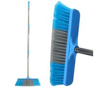 Roellgs outdoor heavy duty broom, long handle stiff bristle garden broom for home kitchen garage pavement cleaning.