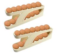 Roellgs Rolling Egg Tray Egg Holder, 2 Tier Rolling Egg Dispenser Automatic Rolling Egg Organiser for Kitchen Fridge Countertop