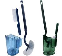 Roellgs Set of 2 Upgraded Toilet Brushes - Long Handle, Slim and Compact, Deep Cleaning, with Crevice Brush