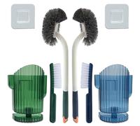 Roellgs Toilet Brush Set With Strong Bristles - Long Handle Plastic Brush With Slim Compact Design for Deep Bathroom Bowl Cleaning