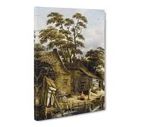 Roelof Van Vries Cottage On A River Canvas Print | Gallery Wrapped 30mm Frame Wall Art | 24x16 inches | Ready to Hang | Classic Landscape Picture | Living Room Bedroom Lounge Office