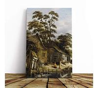 Roelof Van Vries Cottage on a River Canvas Print | Gallery Wrapped 30mm Frame Wall Art | 30x20 inches | Ready to Hang | Cottage Landscape Picture | Living Room Bedroom Lounge Office