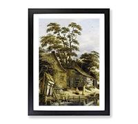 Roelof Van Vries Cottage On A River Classic Painting Framed Print | A4 Black Framed Wall Art | Ready to Hang | Cottage Landscape Picture | Living Room Bedroom Lounge Office
