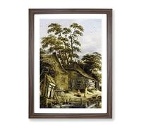 Roelof Van Vries Cottage On A River Classic Painting Framed Print | A4 Walnut Framed Wall Art | Ready to Hang | Cottage Landscape Picture | Living Room Bedroom Lounge Office