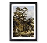 Roelof Van Vries Cottage on a River Framed Print | A2 Black Framed Wall Art | Ready to Hang | Cottage Landscape Picture | Living Room Bedroom Lounge Office