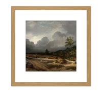 Roelofs Landscape Thunder Storm Brewing 8X8 Inch Square Wooden Framed Wall Art Print Picture with Mount Artery8 Light Oak One Size