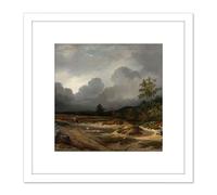 Roelofs Landscape Thunder Storm Brewing 8X8 Inch Square Wooden Framed Wall Art Print Picture with Mount Artery8 White One Size