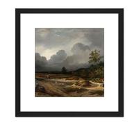 Roelofs Landscape Thunder Storm Brewing 8X8 Inch Square Wooden Framed Wall Art Print Picture with Mount Artery8 Black One Size