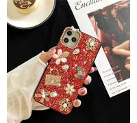 Roemary Red Luxury Case for iPhone 17 Pro,Diamond Daisy Case for Girls Women,Floral Design TPU Soft Bumper Protective Cover(Luxury)