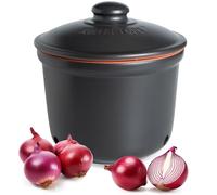 Römertopf Maxi Fresh Pot 2.8 Litres - Ceramic Onion Pot - Breathable Clay Keeps Vegetables Fresh Longer - Ideal Air Circulation - Black