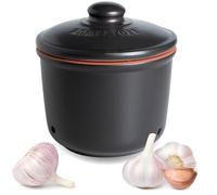 Römertopf Mini Fresh Pot 0.6 Litres - Ceramic Garlic Pot - Breathable Clay Keeps Vegetables Fresh Longer - Ideal Air Circulation - Black