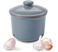 Römertopf Mini Garlic Pot Natural Clay Blue/Grey, Diameter 12.5 x 13 cm, Approx. 200 g, Vented Ceramic Storage Pot with 3 Ventilation Holes, Glazed Inside, Dishwasher Safe