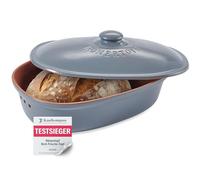 Römertopf Natural ceramic bread pot, ideal for storing bread and pastries 30x21x14.5cm blue-gray