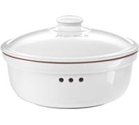 Römertopf Round Bread Pot Made of Natural Clay - White Ceramic Bread Box with Lid Diameter 30 cm - For Bread, Rolls, Fruit & Vegetables - Dishwasher Safe, Hygienic, Food Safe