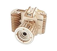 ROEOLNIL 3D Wooden Puzzle DIY Camera Model Wood Craft Kit Laser-Cut Kits Engineering Gears Set Assembly Ideal Christmas Birthday Gift for Adult Teens Men Boyfriend Husband