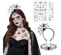 ROEOWENE Cosplay-1 6 x Halloween Women's Headband Spider Headband with Tattoo Ephemere Headband Halloween Hair Accessory Costume Spider Child Barrette for Party