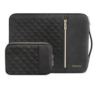 ROEPHY 14 Inch Laptop Sleeve Case with Accessories Pouch, Waterproof Computer Cover Bag with Retractable Handle for Macbook/Chromebook/Lenovo/HP/Dell/MSI, Black