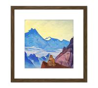 Roerich Milarepa One Who Hearkened Landscape Painting 8X8 Inch Square Wooden Framed Wall Art Print Picture with Mount Artery8 Brown One Size