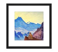 Roerich Milarepa One Who Hearkened Landscape Painting 8X8 Inch Square Wooden Framed Wall Art Print Picture with Mount Artery8 Black One Size
