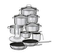 Rösle 13120 Elegance 14-Piece Saucepan Set | Set of 6 cooking pots, 1 steamer insert and 2 frying pans including glass lids - ideal for versatile kitchen equipment