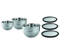 Rösle 3-Piece Bowl Set Large Food Storage Lids (Diameter 16, 20, 24 cm), High-Quality, Stainless Steel Bowls for Preparation and Storage of Food, Dishwasher Safe