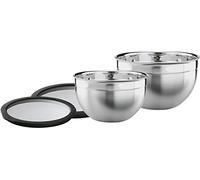 RÖSLE Bowl Set 2 Pieces Food Storage Lid (Diameter 20 and 24 cm), High-Quality, Elegant Stainless Steel Bowls for Preparation and Storage of Food, Dishwasher Safe Silver Colour