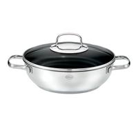 RÖSLE Elegance ProCera Serving Pan, Non-Stick, Stylish and Efficient - Diameter 28 cm, Heat Resistant up to 260 °C, Ceramic Sealing, Silver/Black, Stainless Steel 18/10, Silver