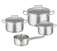 RÖSLE EXPERTISO 4-Piece Saucepan Set, high-Quality Universal Pot Set with 3 saucepans and 1 Saucepan, Stainless Steel 18/10, Glass lid, Inner Scale, Suitable for Induction cookers, Dishwasher-Safe