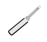RÖSLE Flexible Spatula with Silicone Holes, high-Quality and Extremely Flexible Stainless Steel Spatula with Round Handle and Hanging Loop, Silicone Rim, 18/10 Stainless Steel, 32 cm.