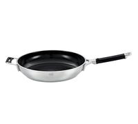 RÖSLE Silence Pro ProCeraPlus Frying Pan Diameter 32 cm, Non-Stick & Robust - Heat Resistant up to 260 °C, Ceramic Sealing, 18/10 Stainless Steel, Silver/Black, 60 x 33.5 x 9.7 cm