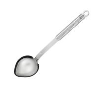 Rösle Silicone Serving Spoon, Ladle with Silicone Rim and Round Handle, 18/10 Stainless Steel, Dishwasher Safe, Silver/Black