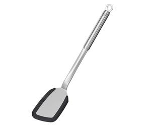 RÖSLE Silicone Spatula, High-Quality Spatula with Silicone Rim and Round Handle, 18/10 Stainless Steel, Dishwasher Safe, 36 x 7 x 3.5 cm, Black