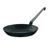 RÖSLE Wrought-Iron Frying Pan 1888 Series, High-Quality Wrought-Iron Frying Pan for Crispy Fried Potatoes and Quick-Fried Meat, Hook Style, Suitable for Grilling and Induction, Black, 28 cm with High Rim