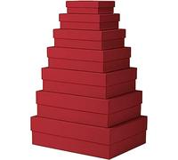 Rössler Boxline 13411453360 Gift Box with Lid Set of 7 Red Cardboard Boxes Rectangular