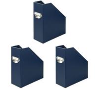 Rössler SOHO 115mm A4 Magazine Box with Handle and Index Holder - Navy Blue (Pack of 3)