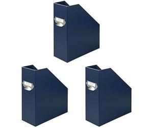 Rössler SOHO 115mm A4 Magazine Box with Handle and Index Holder - Navy Blue (Pack of 3)