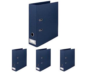 Rössler SOHO 80mm Spine A4 Lever Arch File with Metal Index Holder - Navy Blue (Pack of 4)