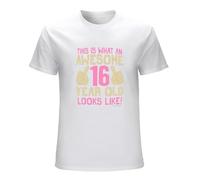 ROESXANP Men's 16Th Birthday Gift This is What an Awesome 16 Year Old Looks Like Girls Kids Organic T-Shirts White 3XL