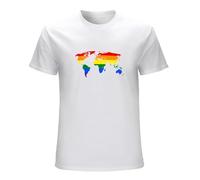 ROESXANP Men's New O-Neck Print Rainbow World LGBTQ Short-Sleeved Cotton Top Mens Custom Made T-Shirts White L