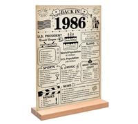 Roetyce 40th Birthday Decorations Gift for Women Men, Retro Back in 1986 Poster Acrylic Centerpiece(1PC Duplex Printing), Vintage 40th Anniversary Table Decor, 40 Years Old Birthday Party Supplies