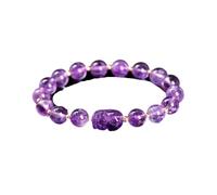 ROEUIPG Stone Amethyst grey Moonstone Carved Wealth Pixiu Bead Bracelet Women Luxury Lucky Handmade Stretch Bracelets Female(Color02)